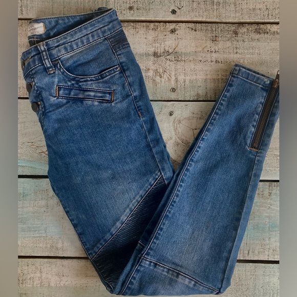 FP Free People Jeans Skinny Zipper Ankle sz 25 Button Fly Denim Leggings - Picture 2 of 3